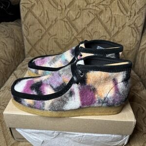 Clarks Wallabee Boot 26168702 Womens Black Canvas Lace Up Chukkas Boots Size 9.5